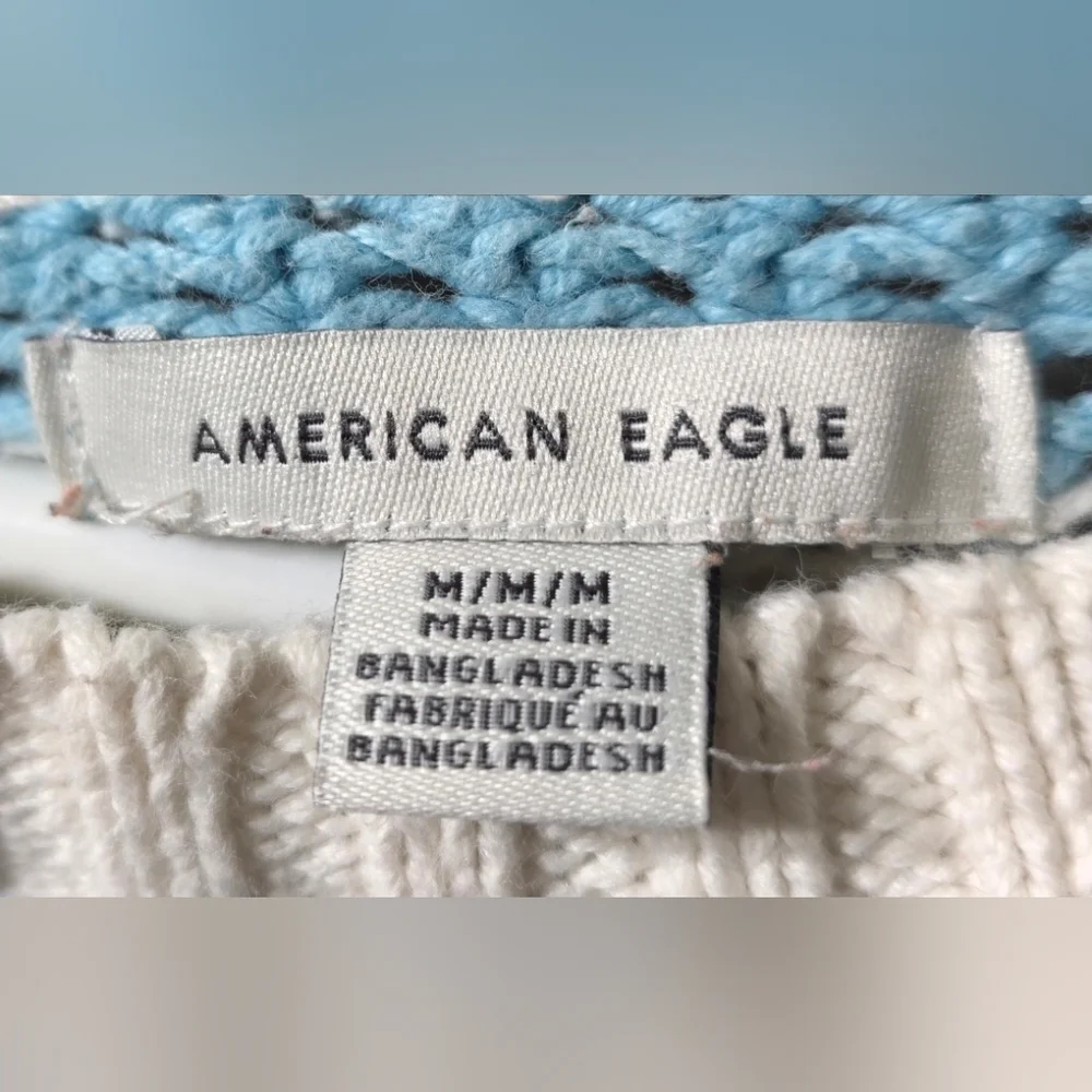 American Eagle Outfitters Striped Open Weave Sweater Womens M Orange White Blue - Picture 6 of 6